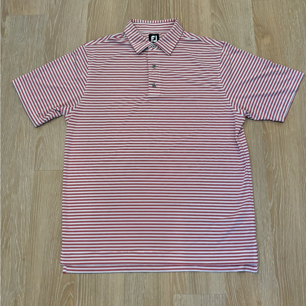 Men’s FootJoy Red White and Blue Striped Polo Size Large